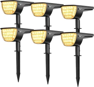 Jior Solar Lights for Outside,Solar Lights Outdoor Waterproof IP65, 2-in-1 Adjustable Solar Landscape SpotLights Wall Lights for Garden Yard Driveway Walkway Pool Patio 6 Pack (Warm White)