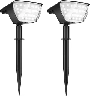 Jior Solar Outdoor Lights,32 LEDs Landscape Spotlights IP65 Waterproof Solar Powered Outdoor Lights,2-in-1 Adjustable Solar Wall Lights for Garden Yard Driveway Walkway Pool Patio (Cold White-2 Pack)