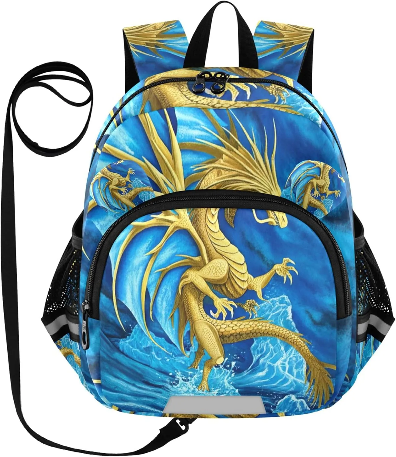 Joisal Cute Toddler Backpack for Kids Shoulder Dragon Pterosaur Water Blue Preschool Kindergarten Bookbag M 10L