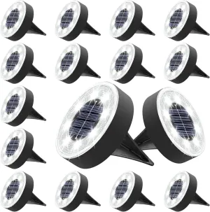 Joomer Solar Ground Lights, 16 Pack 8 LED Solar Lights Outdoor IP68 Waterproof Disc Light In-Ground Landscape Lighting Outdoor for Patio Pathway Lawn Yard Driveway Walkway (White)