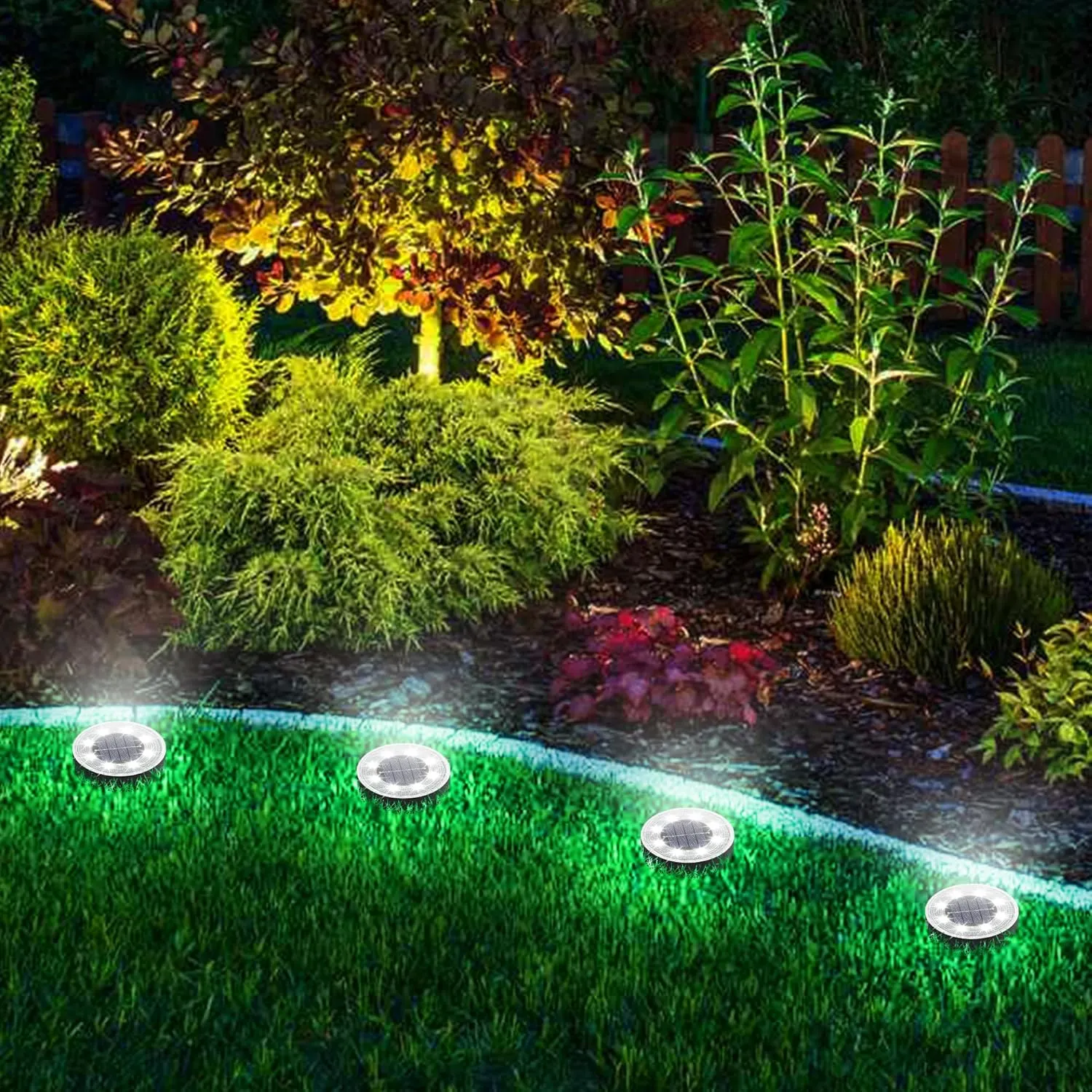Joomer Solar Ground Lights, 16 Pack 8 LED Solar Lights Outdoor IP68 Waterproof Disc Light In-Ground Landscape Lighting Outdoor for Patio Pathway Lawn Yard Driveway Walkway (White)