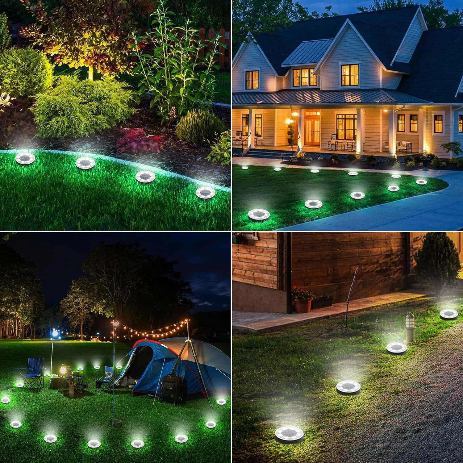 Joomer Solar Ground Lights, 16 Pack 8 LED Solar Lights Outdoor IP68 Waterproof Disc Light In-Ground Landscape Lighting Outdoor for Patio Pathway Lawn Yard Driveway Walkway (White)
