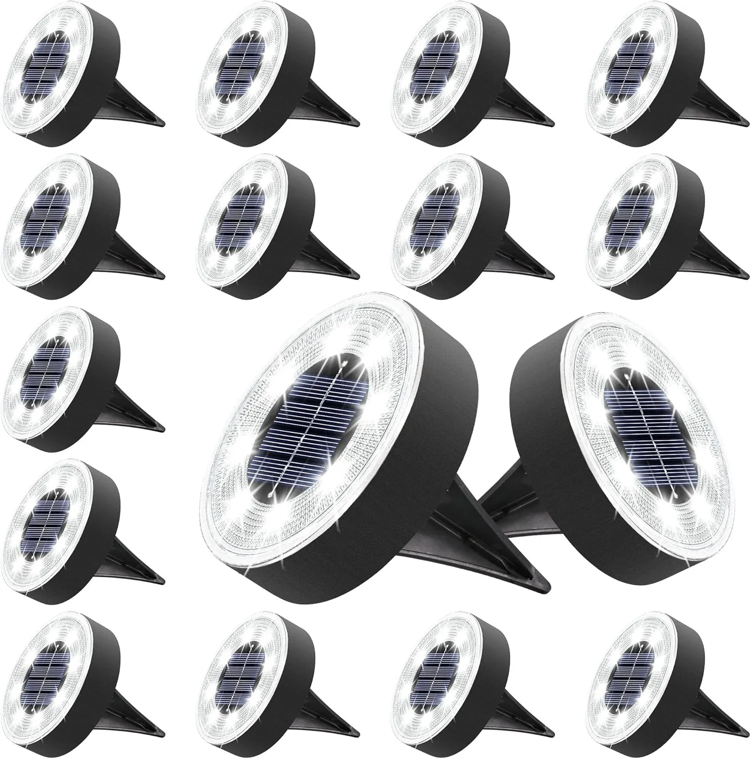 Joomer Solar Ground Lights, 16 Pack 8 LED Solar Lights Outdoor IP68 Waterproof Disc Light In-Ground Landscape Lighting Outdoor for Patio Pathway Lawn Yard Driveway Walkway (White)