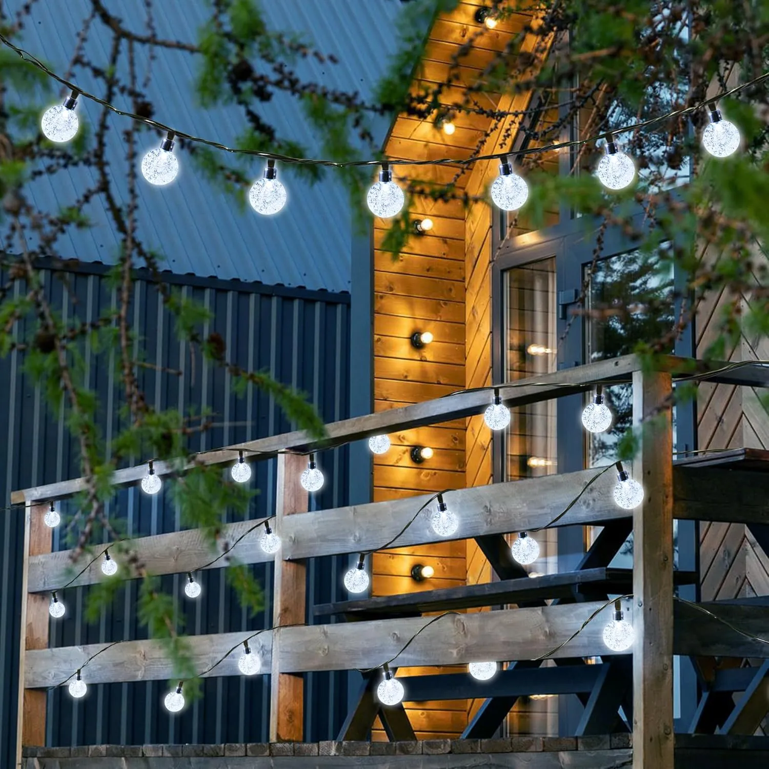 Joomer Solar String Lights Outdoor, 65FT 100LED Solar Globe String Lights 8 Lighting Modes, Waterproof Solar Powered Patio Light for Garden Yard Porch Wedding Party Outdoor Decoration (White)