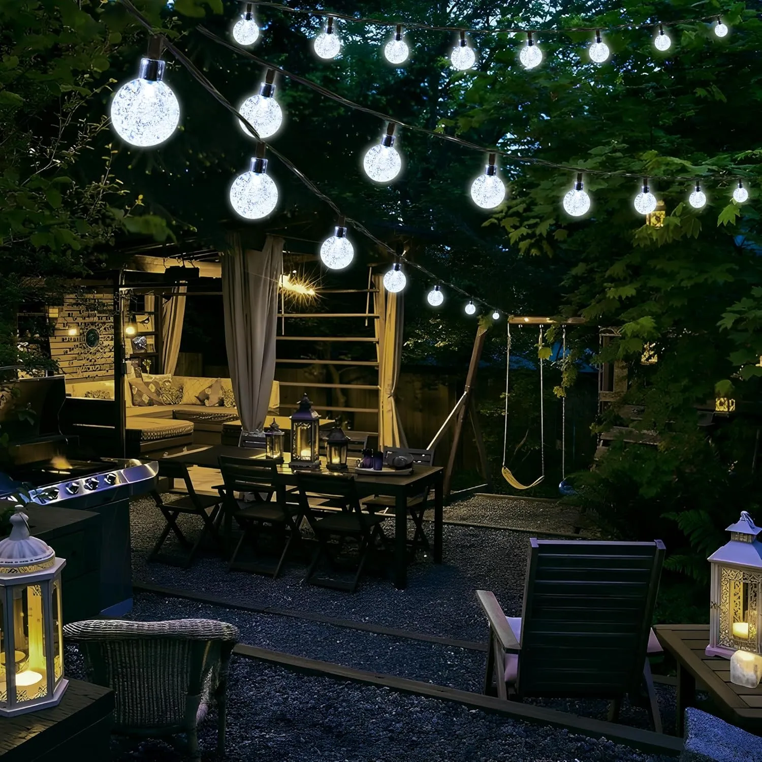 Joomer Solar String Lights Outdoor, 65FT 100LED Solar Globe String Lights 8 Lighting Modes, Waterproof Solar Powered Patio Light for Garden Yard Porch Wedding Party Outdoor Decoration (White)