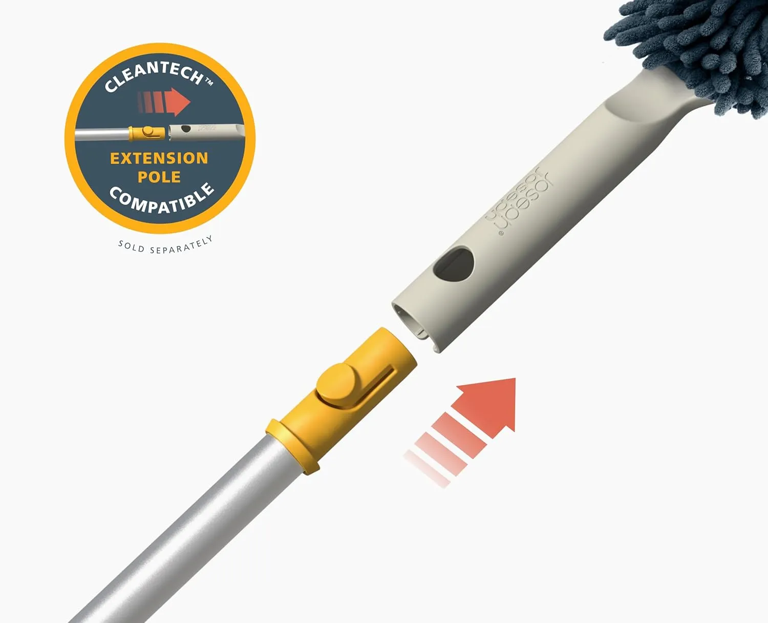 Joseph Joseph CleanTech 3-in-1 Microfiber Machine Washable Dual Sided Duster with Storage Sheath and Duster Head Cleaning Tool