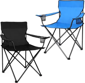Joyfair Portable Camping Chair, Outdoor Lawn Folding Chairs for Adults, Heavy Duty Large Foldable Chairs for Beach, Fishing, Tailgating Outdoor Sport, 2 Cup Holders & Carry Bag