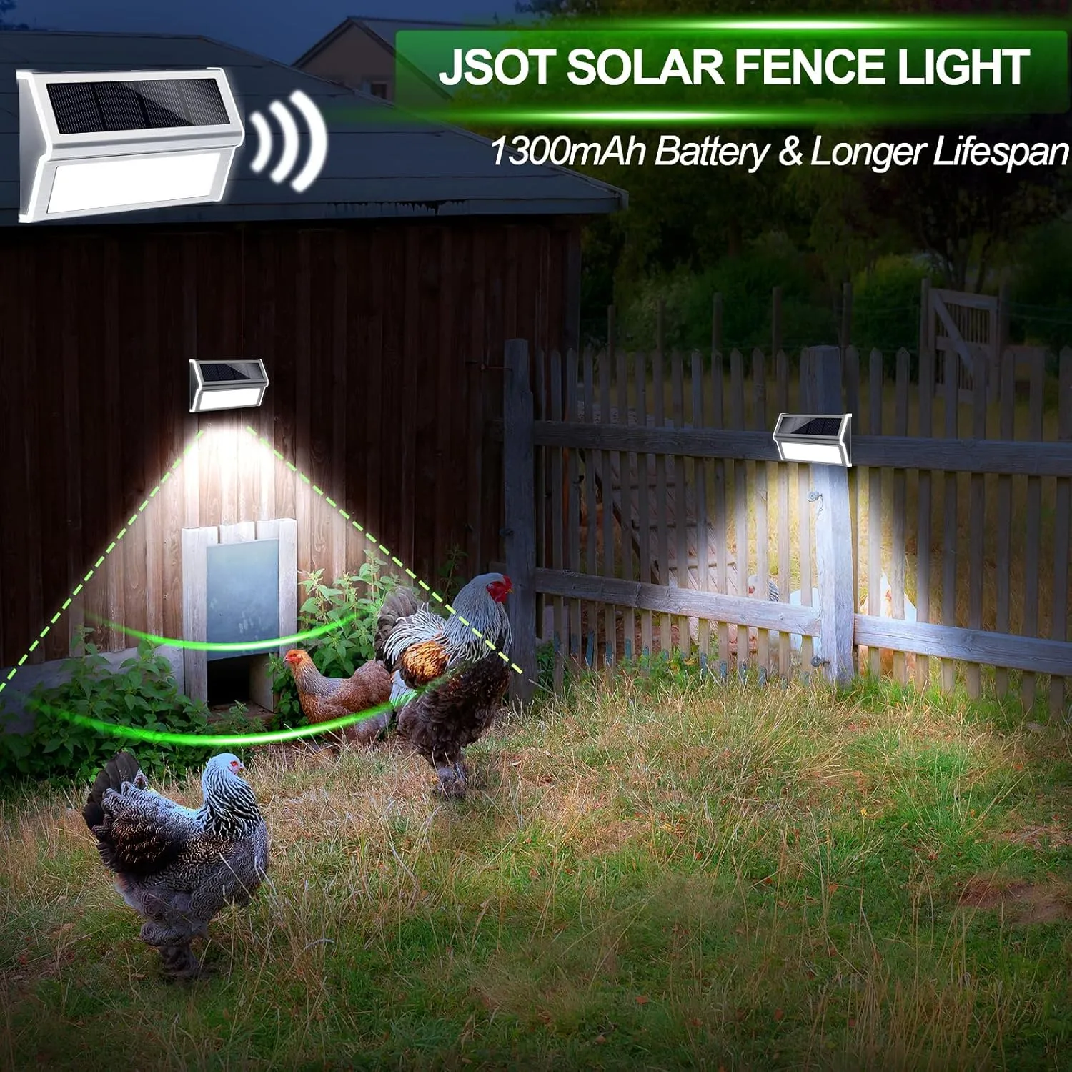 JSOT Solar Fence Lights Outside 6 Pack Solar Outdoor Lights Waterproof with 9 LED Step Light for Garden Backyard Patio Yard Wall Stair Pool Post Lamp Lighting, Cool White Light