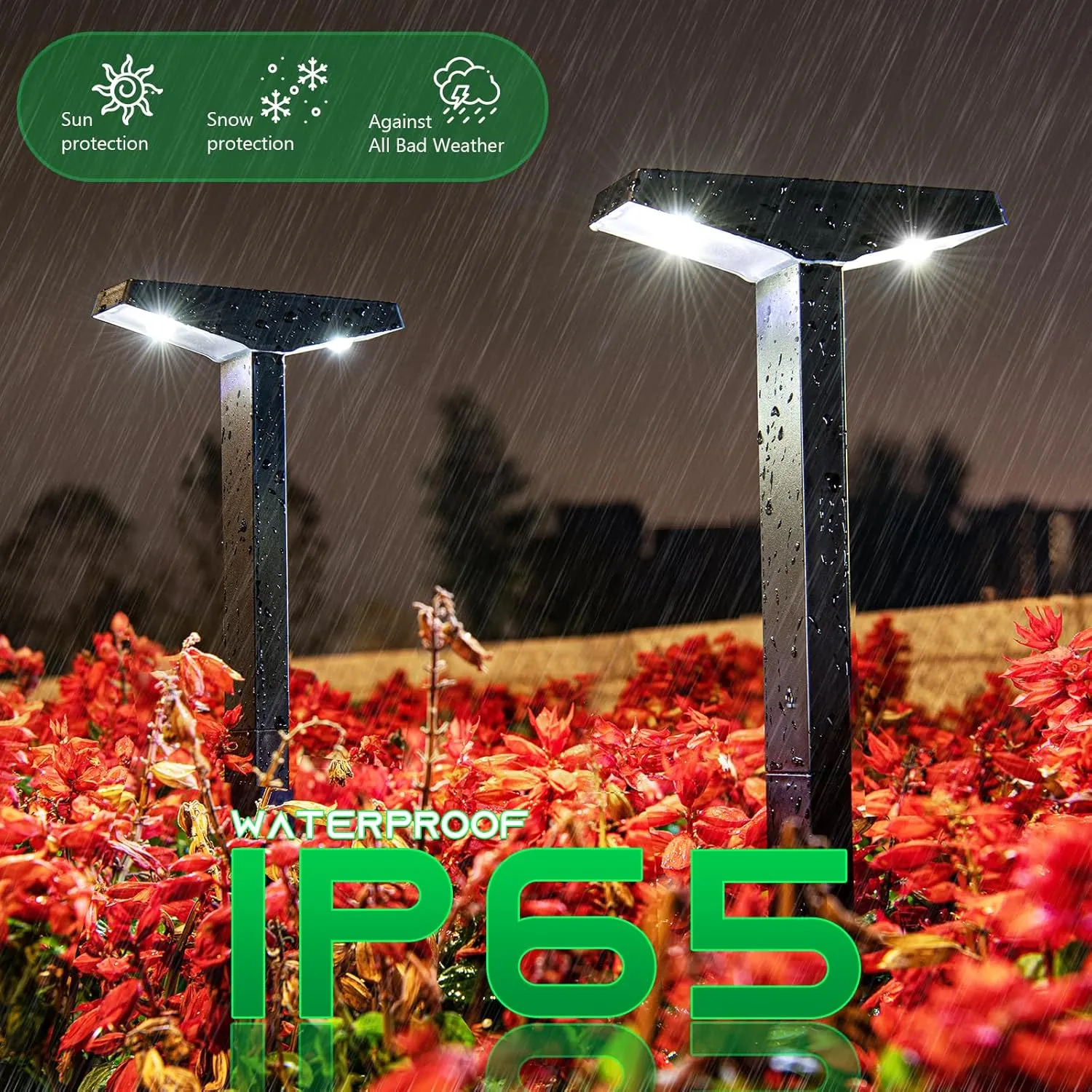 JSOT Solar Lights Outdoor 4 Pack, Solar-Powered Landscape Lighting for Outside, Perfect IP65 Waterproof Solar Pathway Lights for Backyard, Lawn, Driveway, Walkway, Garden Decorative. (Cool White)