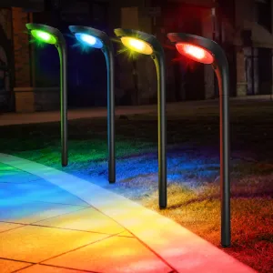 JSOT Solar Pathway Outdoor Lights Waterproof,7 Color Changing Yard Decor Light for Outside, 9 Lighting Modes Auto On/Off Solar Landscape Bright Lamp for Garden Walkway Pathway Path Decoration 4 Pack