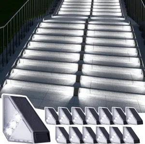 JSOT Solar Step Stair Lights Outdoor Waterproof for Yard Lighting Decor, 14 Pack Solar Powered Deck Fence Lights Outside, Solar Garden Light for Backyard, Front Porch Step, Balcony, Wall, Patio