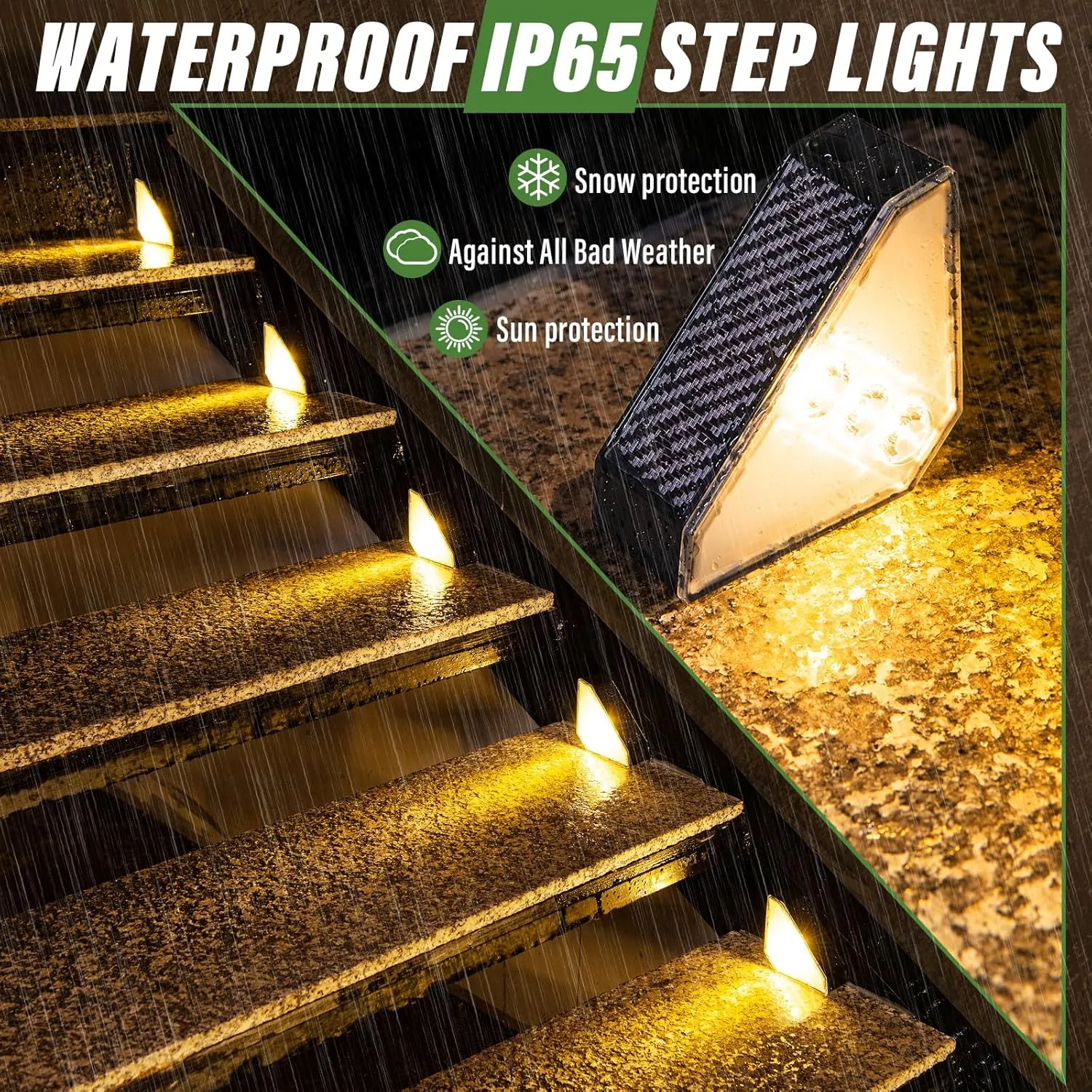 JSOT Solar Step Stair Lights Outdoor Waterproof for Yard Lighting Decor, 16 Pack Solar Powered Deck Fence Lights Outside, Solar Garden Light for Backyard, Front Porch Step, Balcony, Wall, Patio