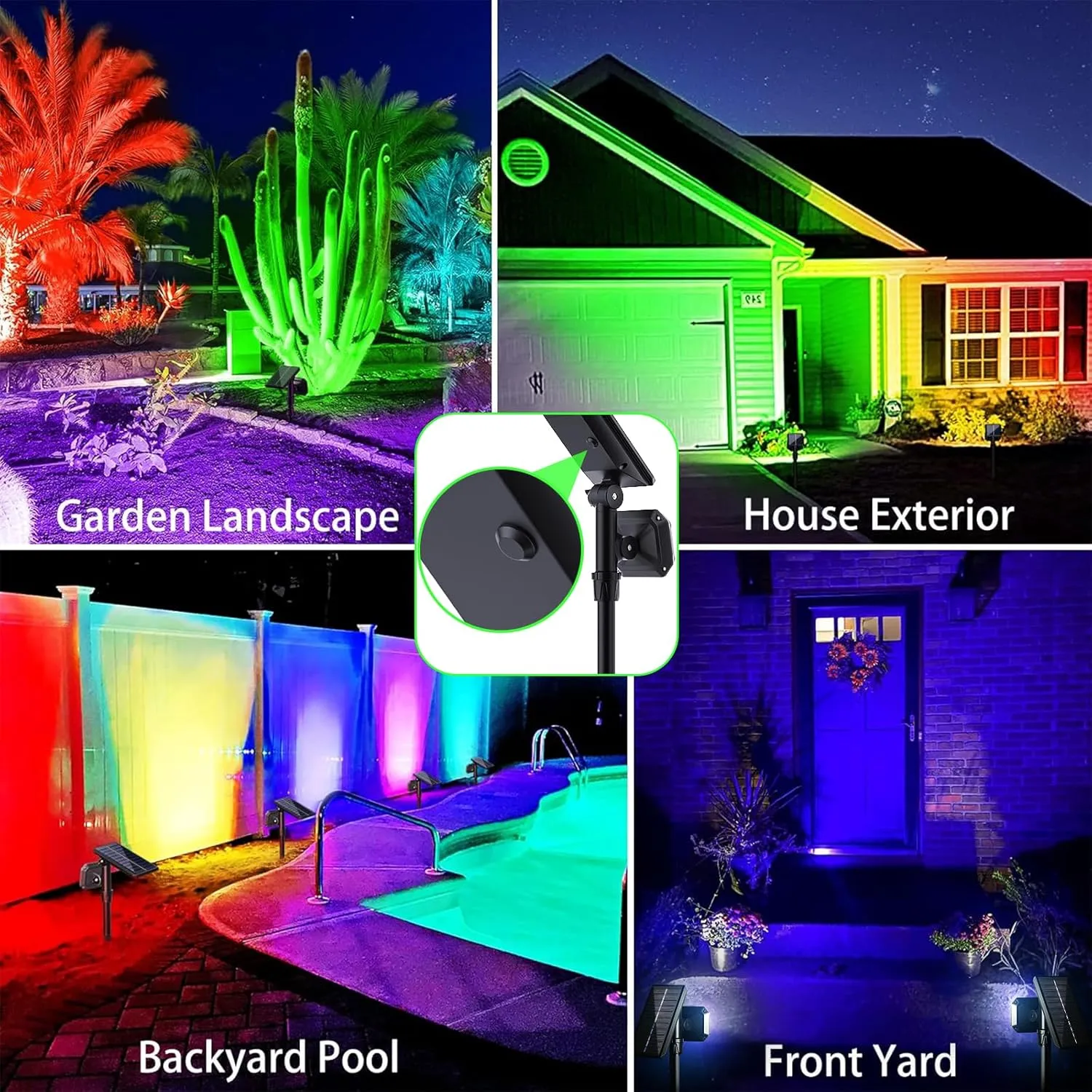 JSOT Spot Lights - Solar Lights Outdoor Solar Powered Spotlight Waterproof Green Light Landscape Lighting for Garden Yard Pathway