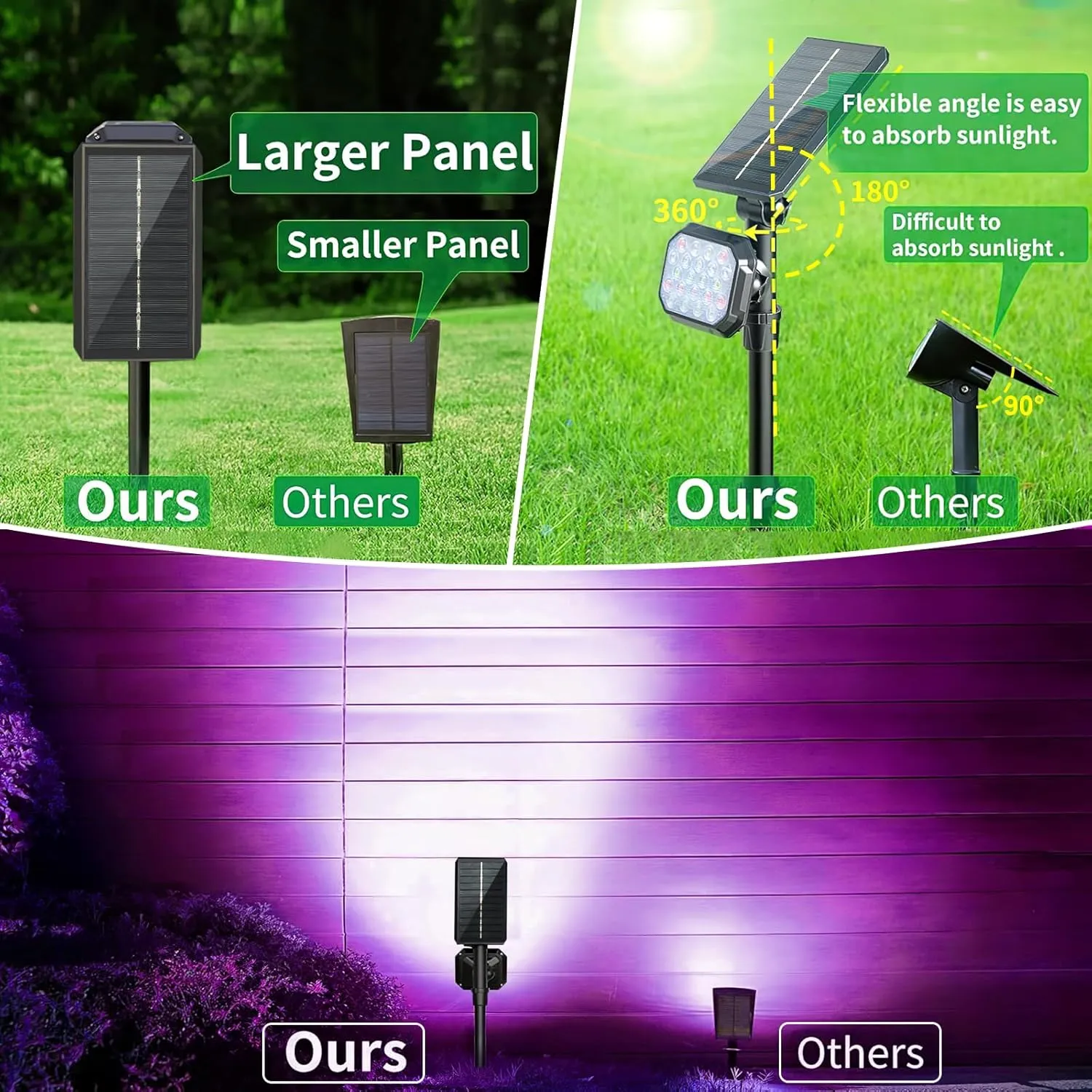 JSOT Spot Lights - Solar Lights Outdoor Solar Powered Spotlight Waterproof Green Light Landscape Lighting for Garden Yard Pathway