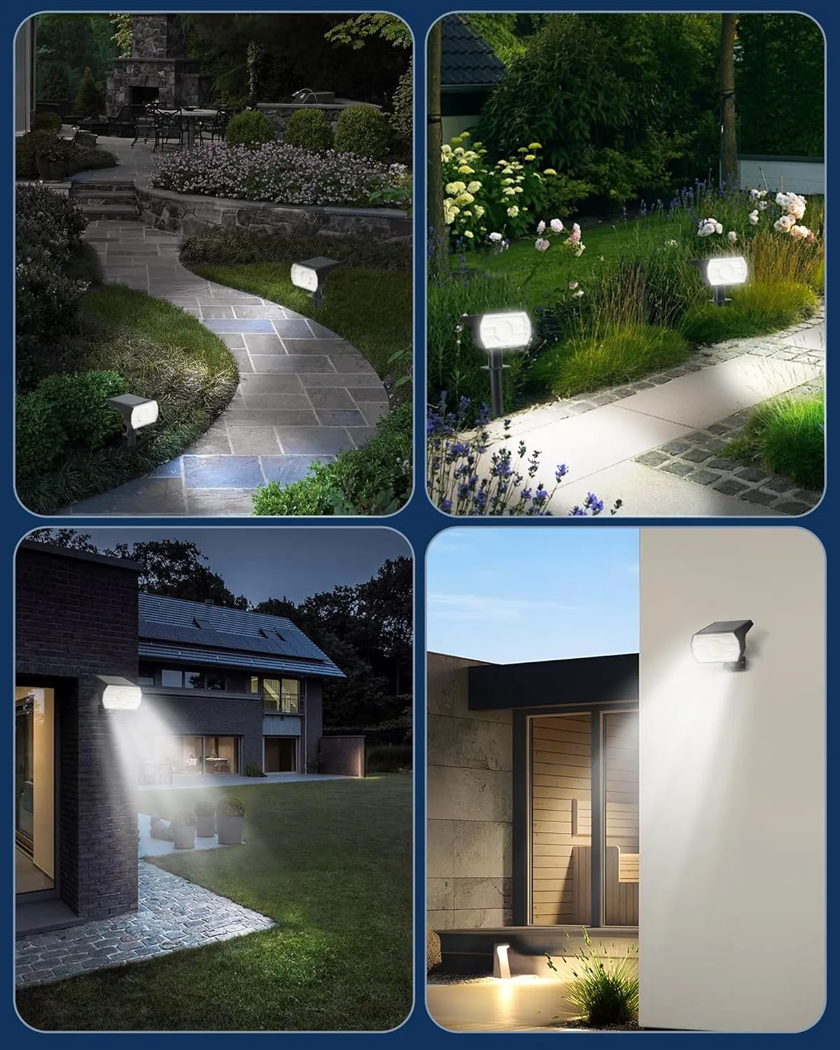 Kaxiida Solar Lights Outdoor Waterproof IP68, 3 Lighting Models Solar Powered Spot Lights Outdoor, 56LED Dusk to Dawn for Yard Patio Garden Pathway Landscape Lighting