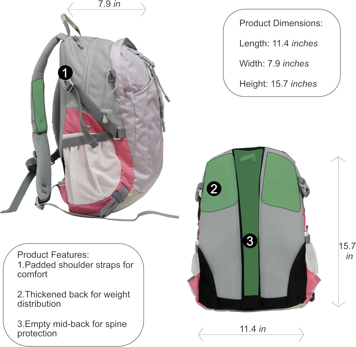 Kids 18L Early School Age Hiking Waterproof Outdoor Camping Travel Backpack, Breathable Panel & Picnic Mat (Mermaid)