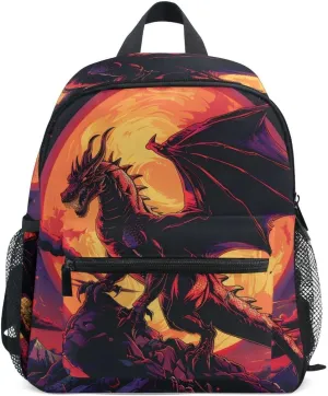 Kids Backpack for Boys Girls Toddler Bags Children Preschool Pterosaur Sunset Kindergarten Small 3-8 Years Old Chest Strap