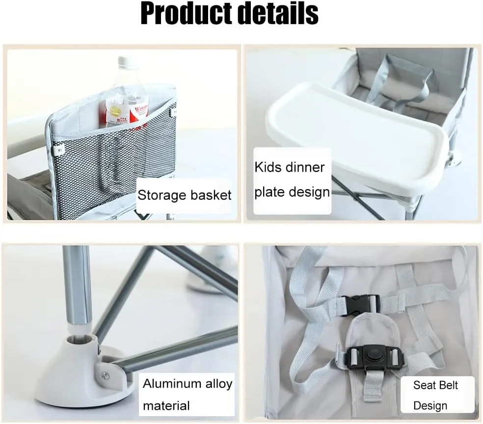 Kids Camping Chair Folding Portable Kids Outdoor Chair, Multifunctional Beach Chair Camping Chair Dining Chair, Save Space (Color : Gray)