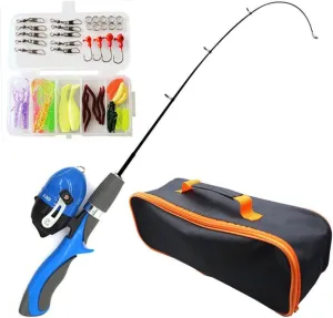 Kids Fishing Rod 50Pcs/Set Portable Telescopic Fishing Rod and Reel Combo Kit Kids Fishing Pole Set with Bait Spinning Reel Hooks for Children Beginners