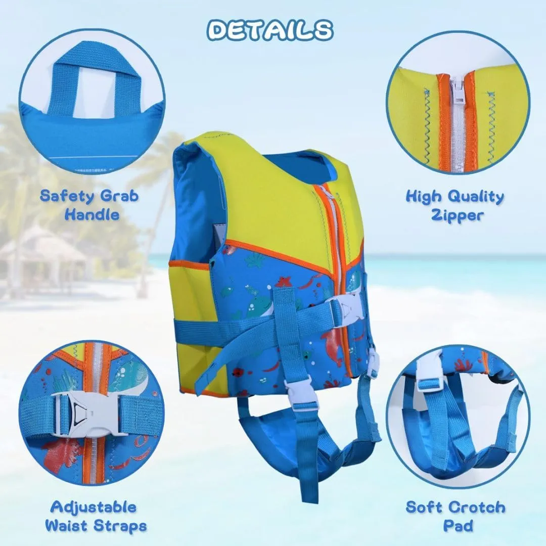 Kids Swim Vests Pool Toddler for 24-64lbs/3-9 Years, Adjustable Swimming Jacket Floaties Aid for Children, Boys Girls Learn to Swim