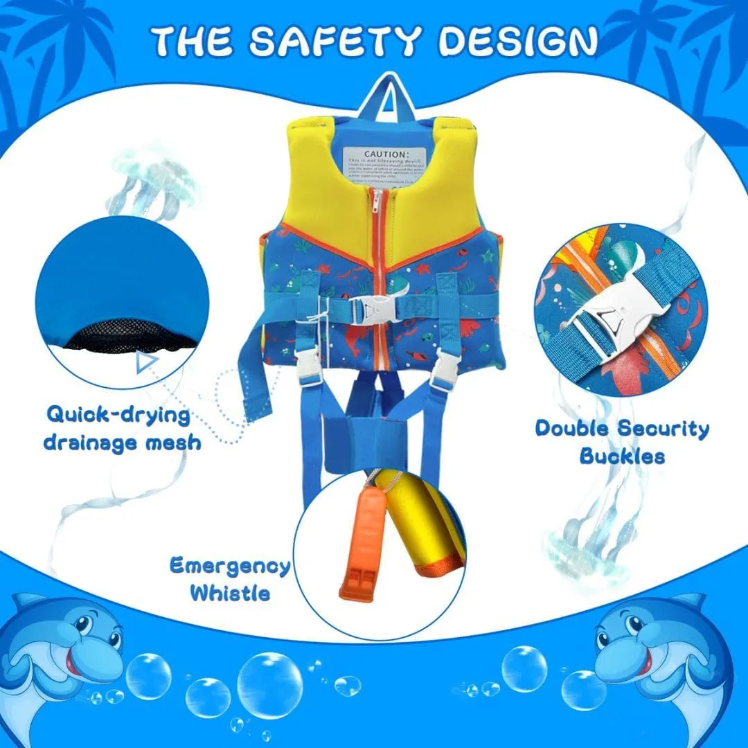 Kids Swim Vests Pool Toddler for 24-64lbs/3-9 Years, Adjustable Swimming Jacket Floaties Aid for Children, Boys Girls Learn to Swim