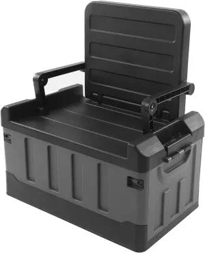 KIMISS Collapsible Car Storage Box Setting Chair 2 in 1 Foldable Trunk Container Matt Black for Home Travel Fishing Camping