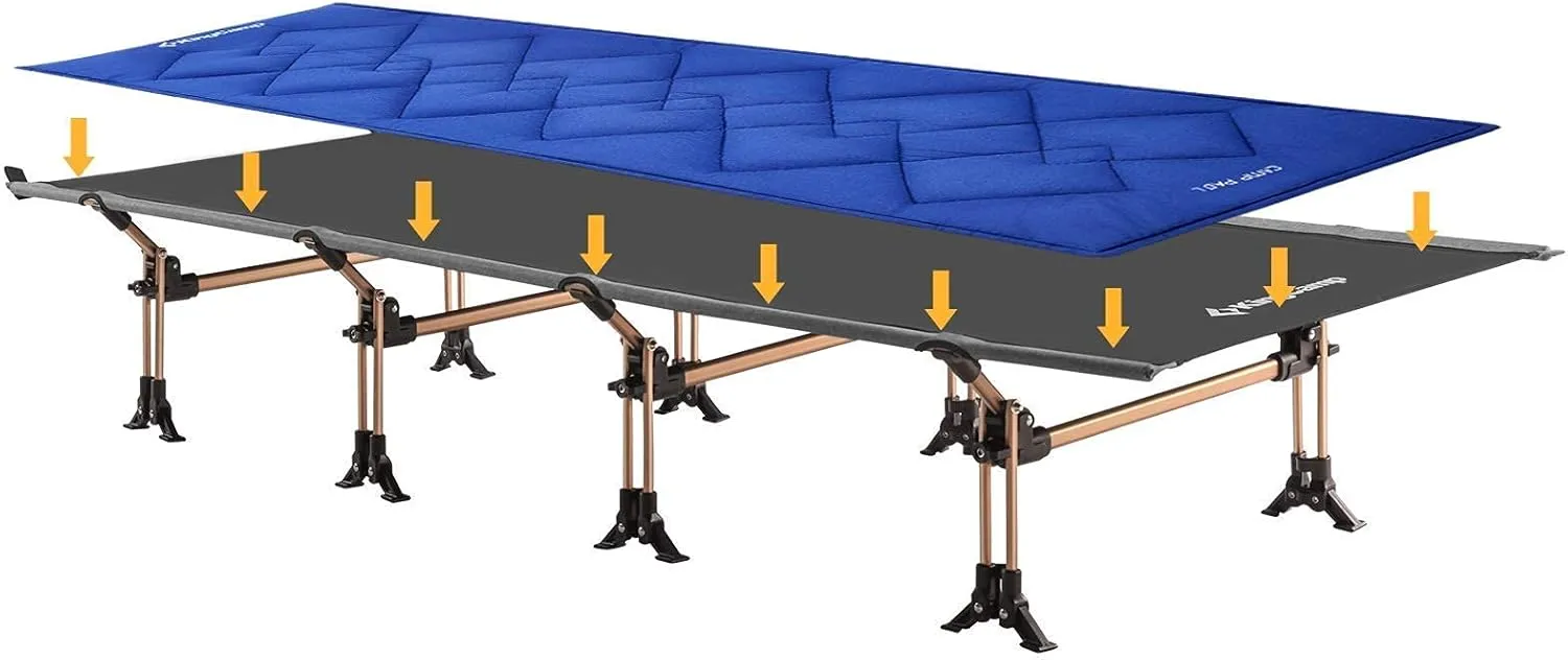 KingCamp Ultralight Folding Camping Cot Bed with Sleeping Cot Mat for Cmaping & Travel, Tent Use