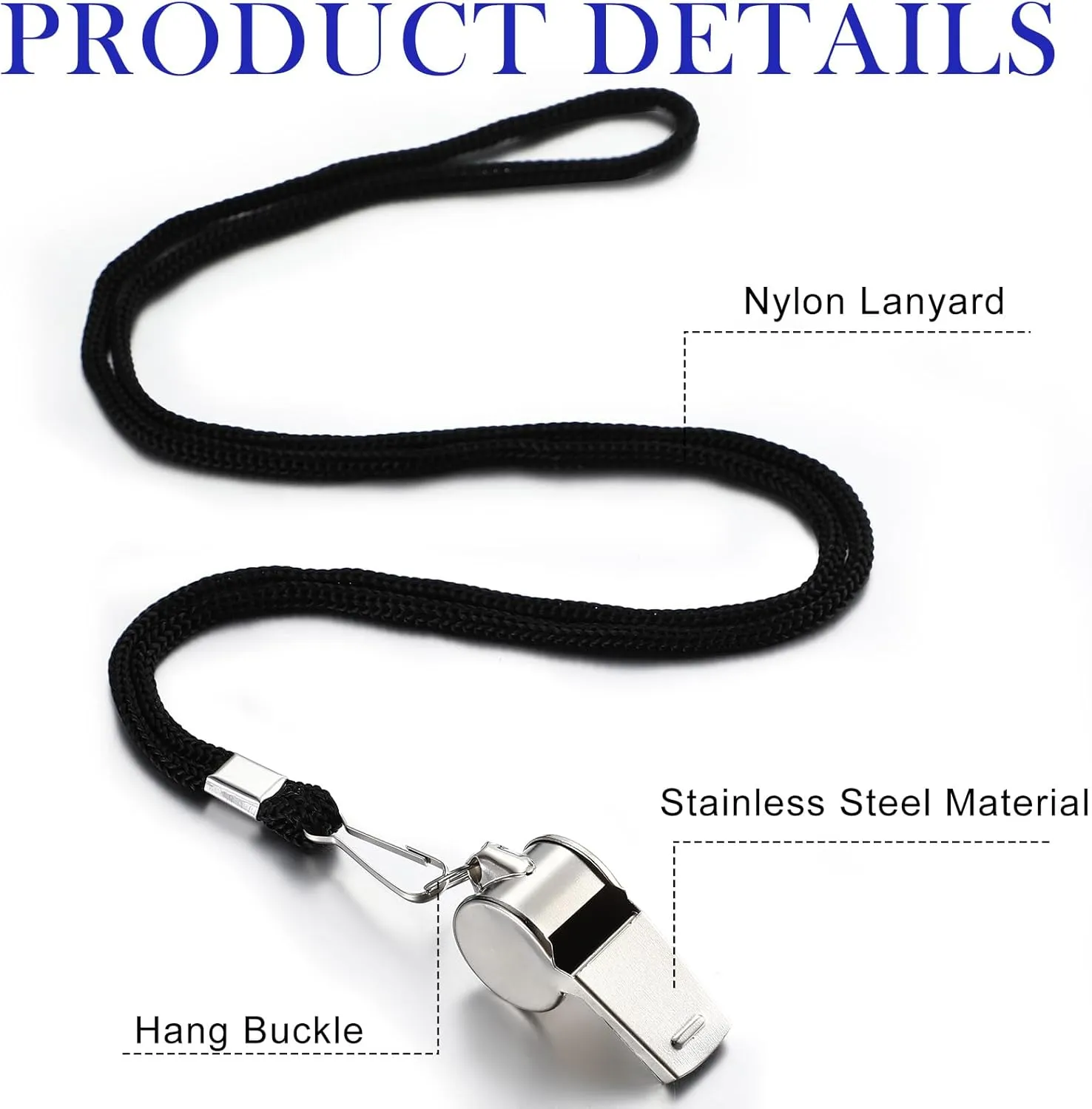 Kingdder 100 Pcs Metal Referee Whistle Bulk for Coach Whistles for Adults with Lanyard Stainless Steel Sports Whistle Emergency Loud Sound Whistle for Teachers Polices School Sports