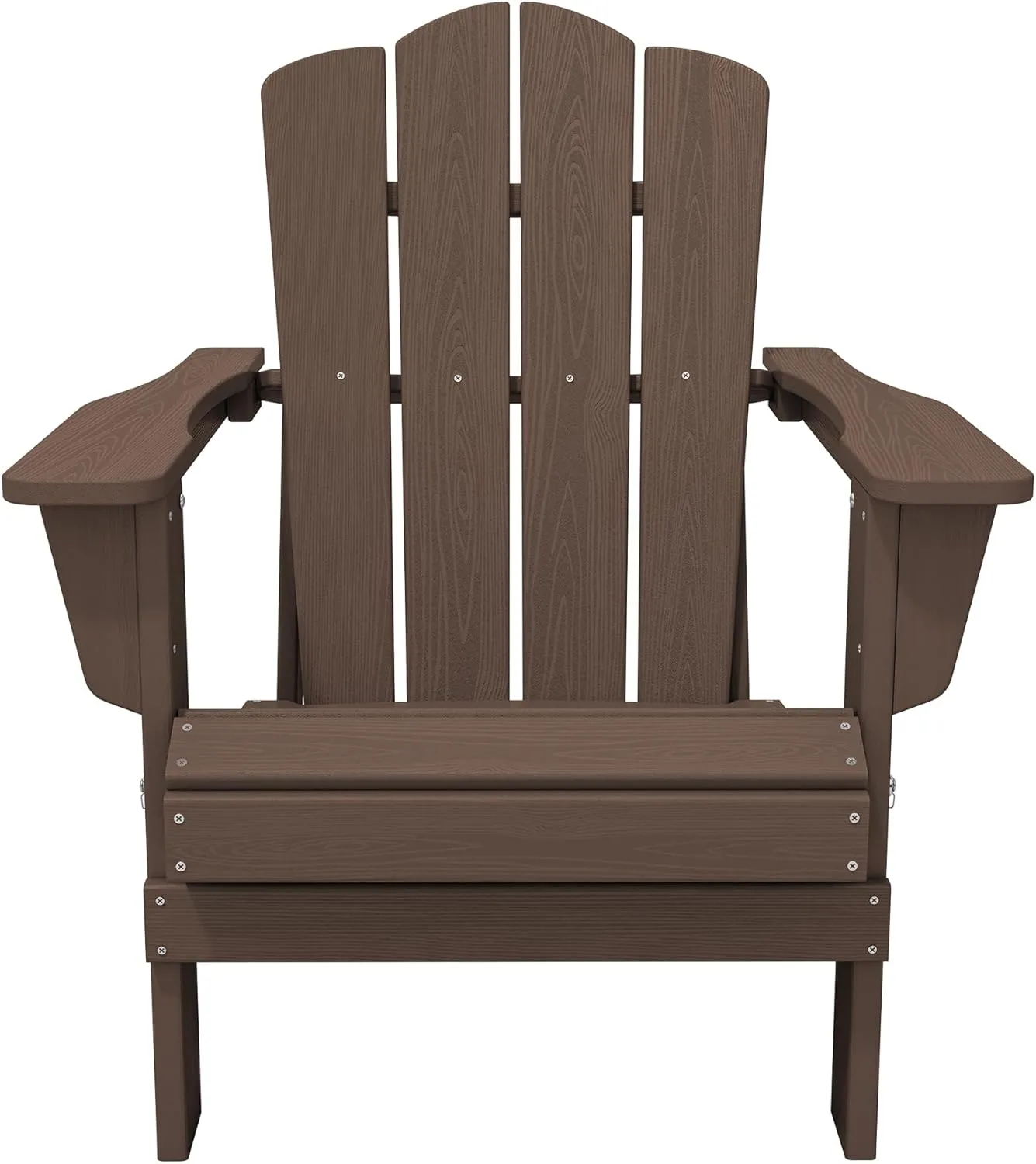 KINGYES Folding Adirondack Chair Set of 2, HDPE All-Weather Folding Adirondack Chair, Brown