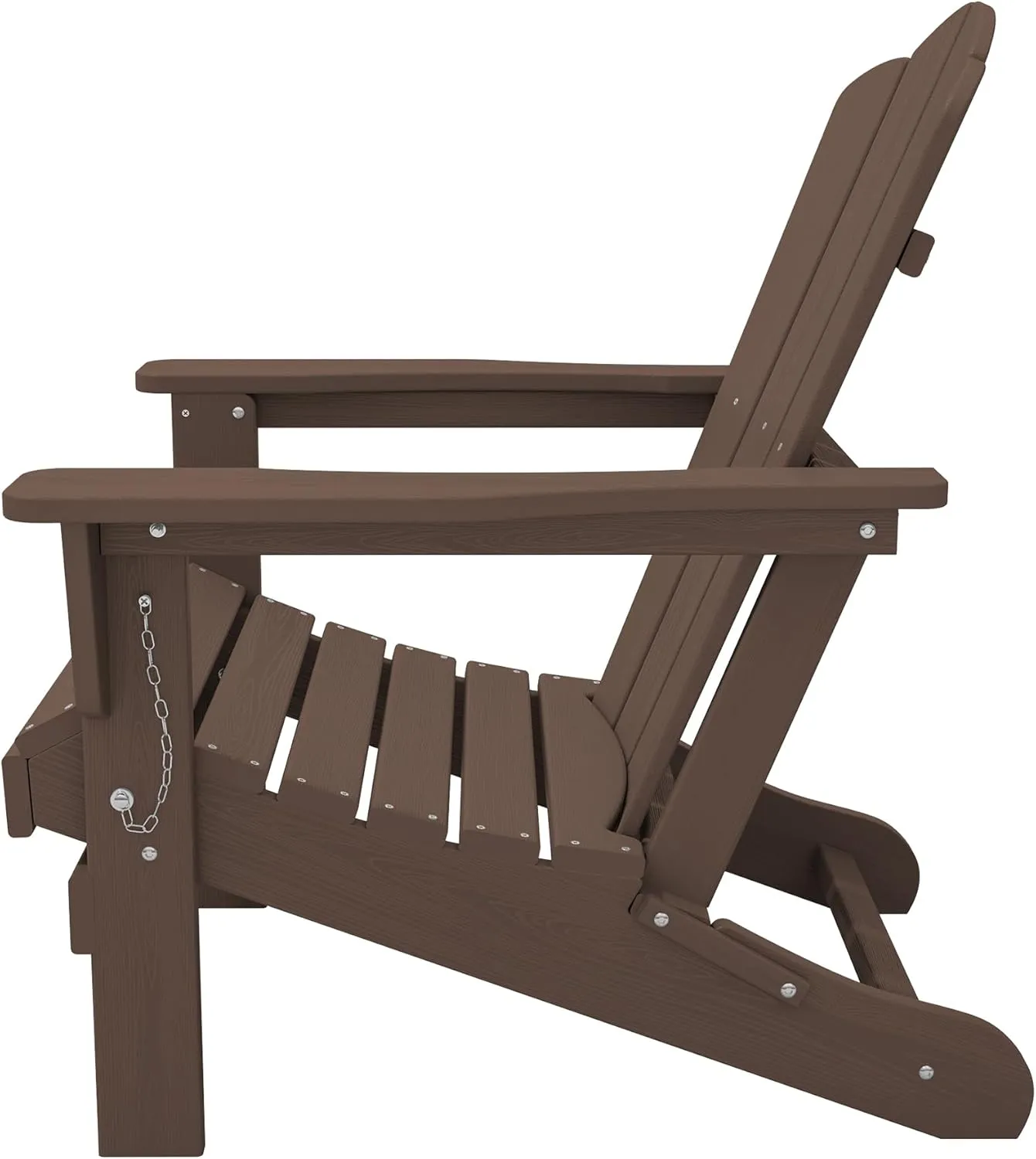 KINGYES Folding Adirondack Chair Set of 2, HDPE All-Weather Folding Adirondack Chair, Brown