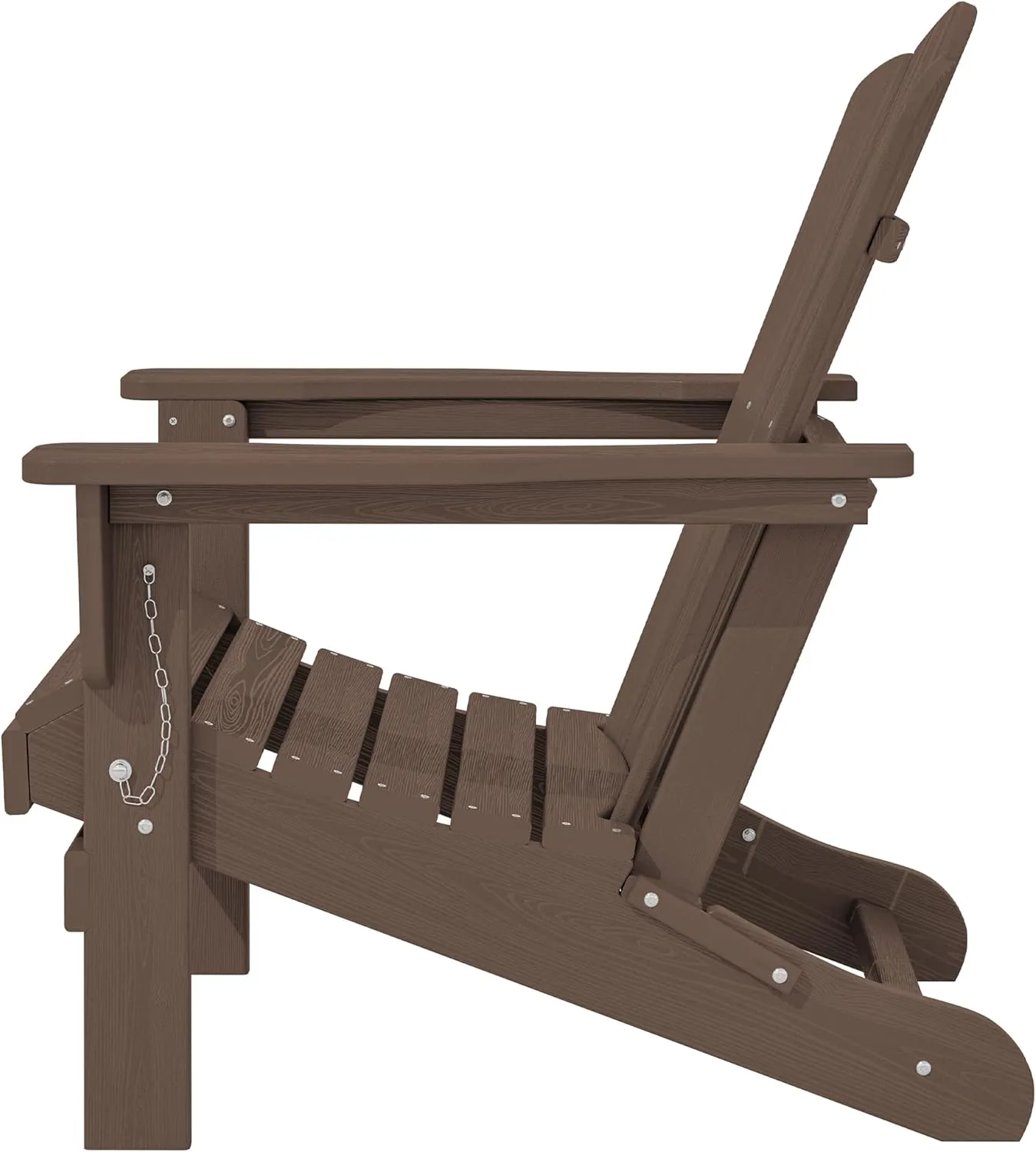 KINGYES Folding Adirondack Chair Set of 2, HDPE All-Weather Folding Adirondack Chair, Brown