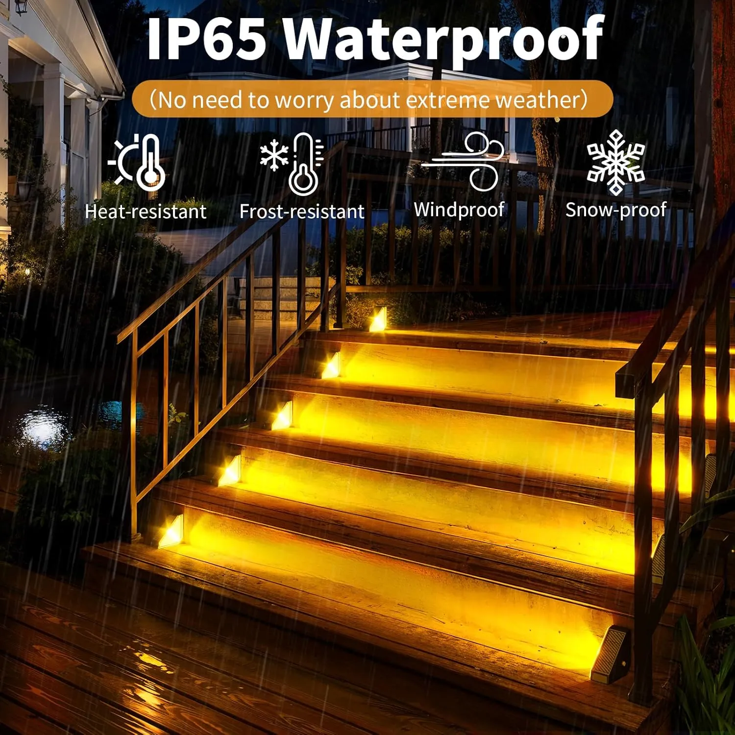 KINKAI Solar Stair Lights for Outside, 14 Pack Outdoor Step Light Waterproof LED Triangle Deck Lighting for Garden, Patio, Yard, Front Door, Porch Decor (Warm Light)