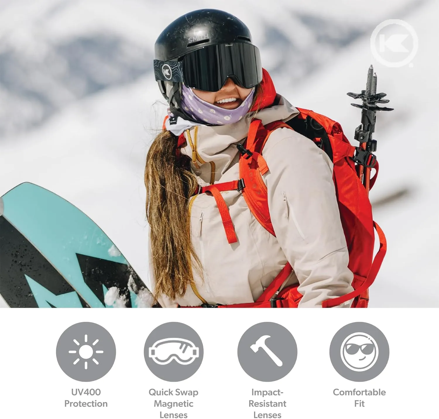 Knockaround Slingshots Snow Goggles for Men and Women - Anti-Glare and Fog Coating with full UV400 Protection