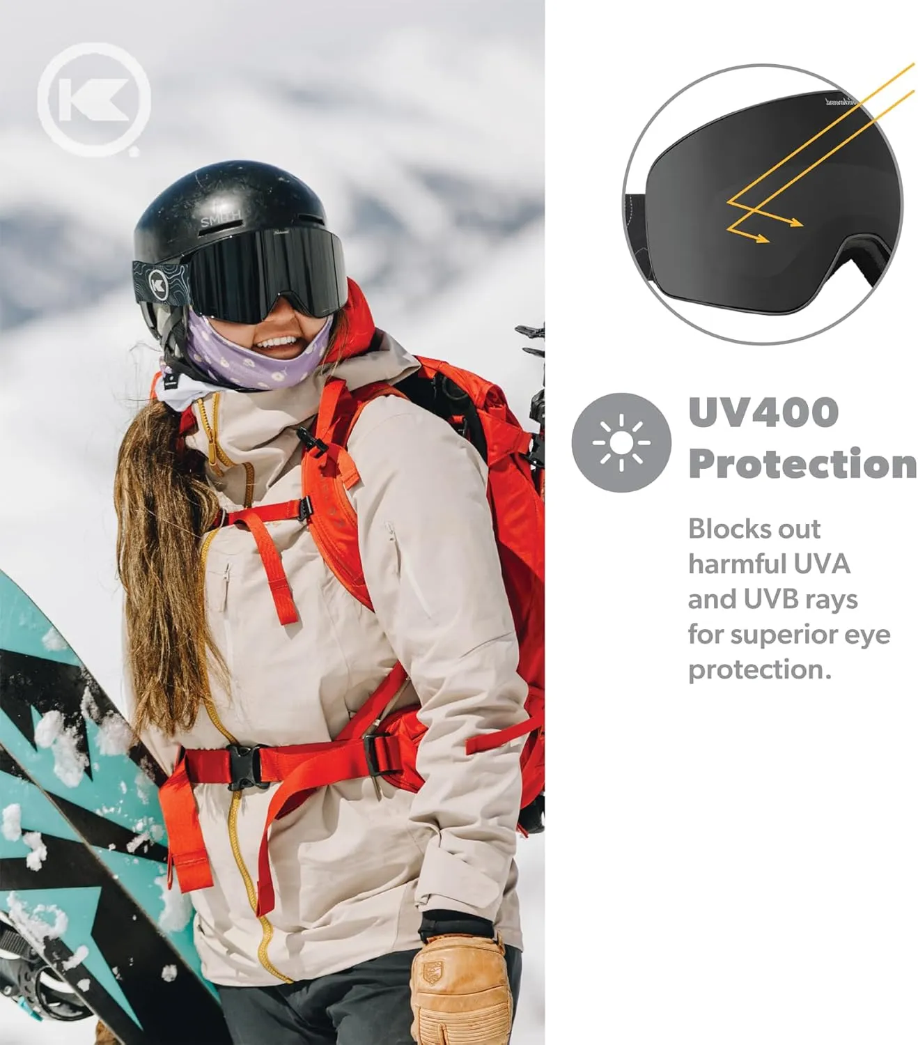 Knockaround Slingshots Snow Goggles for Men and Women - Anti-Glare and Fog Coating with full UV400 Protection