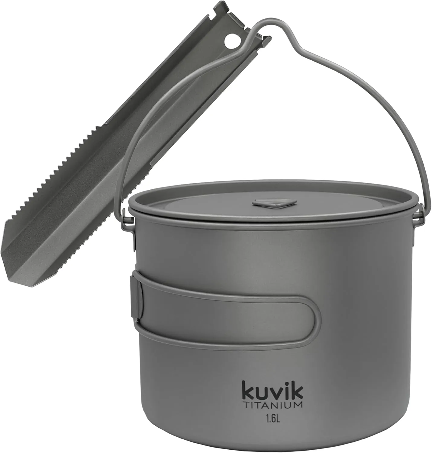 Kuvik Titanium Trowel & 1600ml (54 oz) Titanium Pot with Bail Handle Bundle