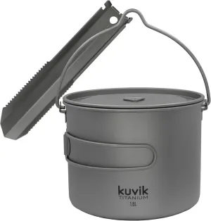 Kuvik Titanium Trowel & 1600ml (54 oz) Titanium Pot with Bail Handle Bundle
