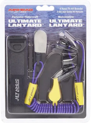Kwik Tek ULTIMATE LANYARD, Purple and Yellow, for PWCs, One Size, UL-1