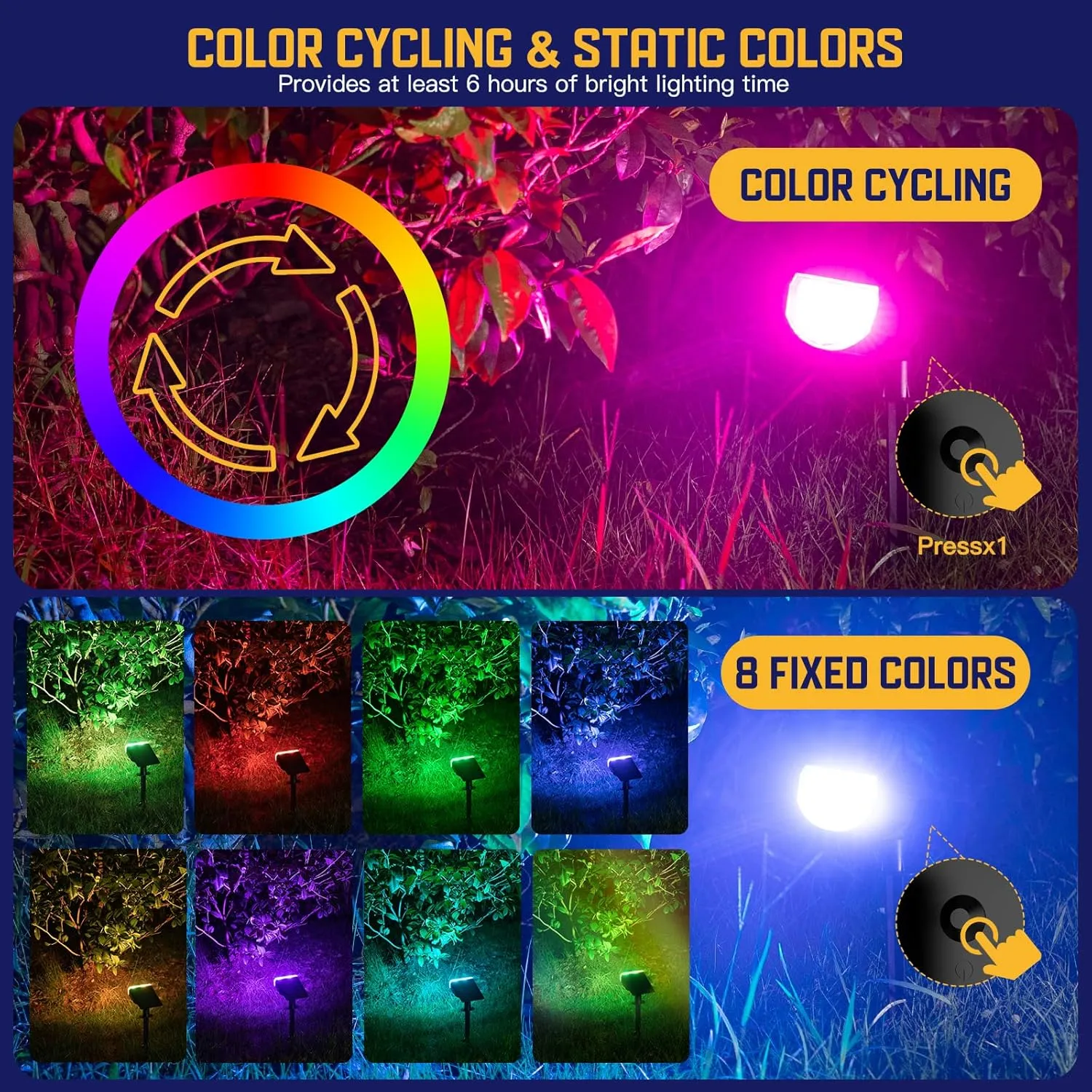 Kyosho Color Changing Solar Outdoor Lights, 9 Lighting Modes Halloween Christmas Lights, Waterproof RGBW Multicolor Solar Spotlight for Tree Pool Garden, 4 Pack