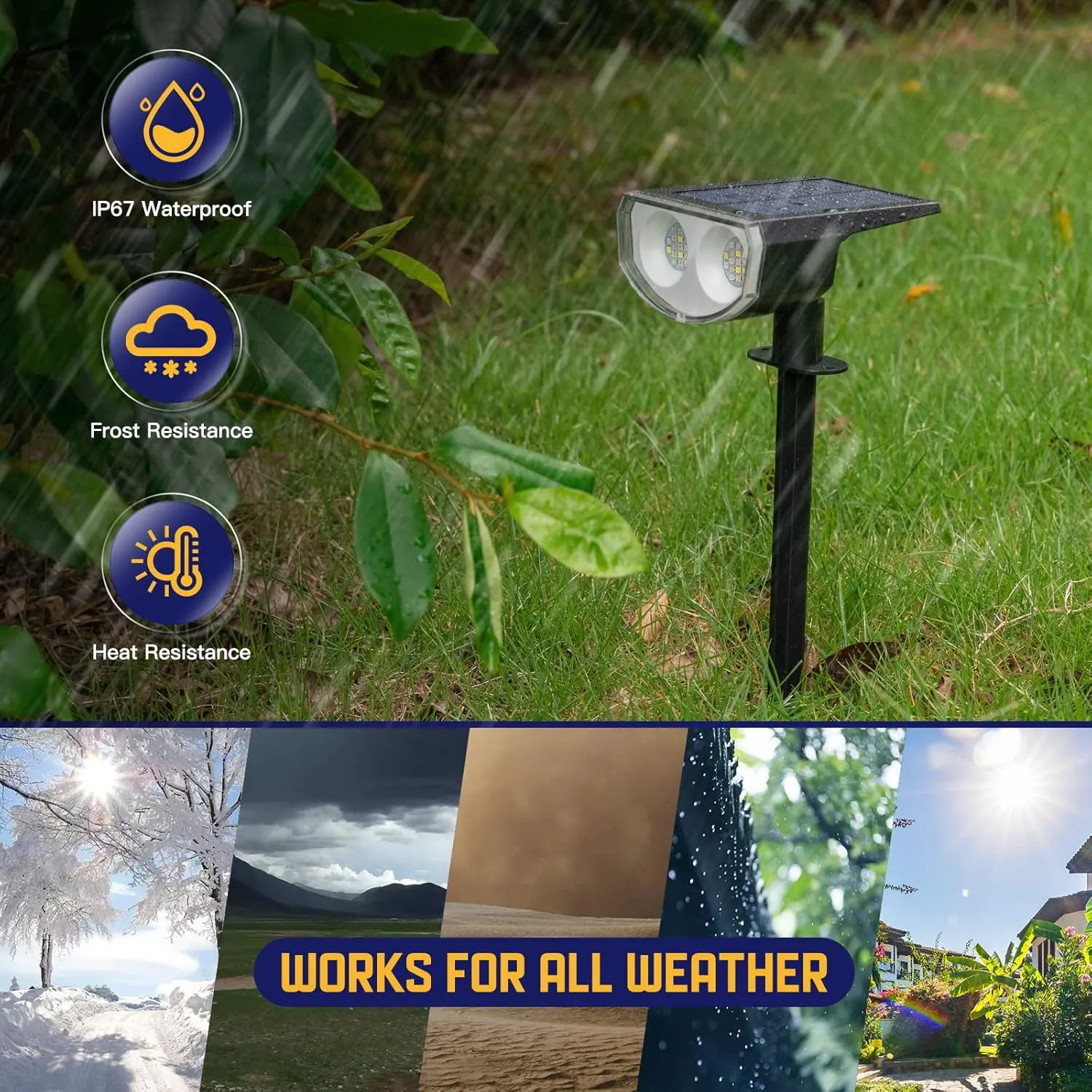 Kyosho Solar Color Spot Lights Outdoor, 9 Lighting Modes Halloween Christmas Lights, 38 LEDs Color Changing Waterproof RGBW Multicolor Tree Pool Solar Spotlight, 2 Pack