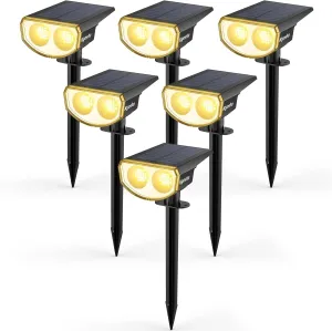 Kyosho Solar Spot Lights Outdoor, IP67 Waterproof 38 LED Solar Powered Landscape Spotlights for Yard, Garden, Driveway, Walkway, Auto On/Off, 3 Modes, 6 Pack