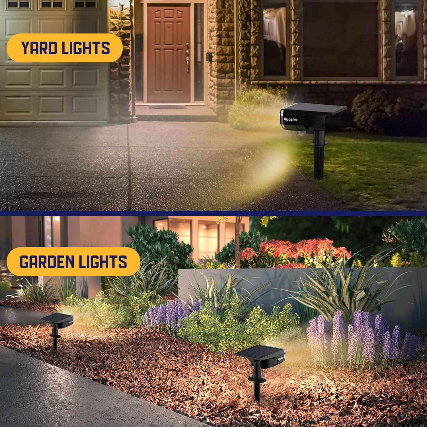 Kyosho Solar Spot Lights Outdoor, IP67 Waterproof 38 LED Solar Powered Landscape Spotlights for Yard, Garden, Driveway, Walkway, Auto On/Off, 3 Modes, 6 Pack