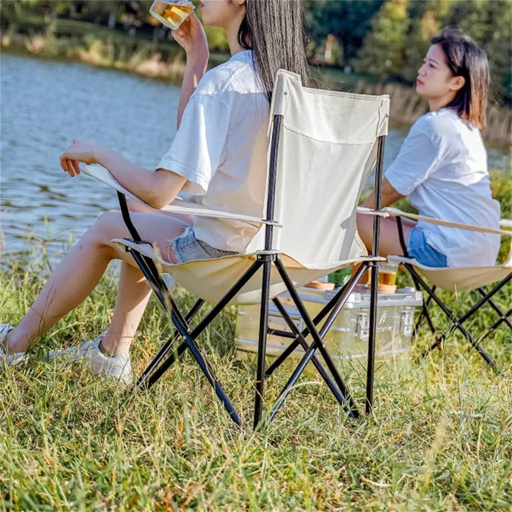 KYUSAR Camping Chair Outdoor Chair Foldable Chair Outdoor Folding Chair with Armrests Ultra Light Portable Camping Chair Back Recliner Leisure Chair Fishing Stool Folding Camping Chair