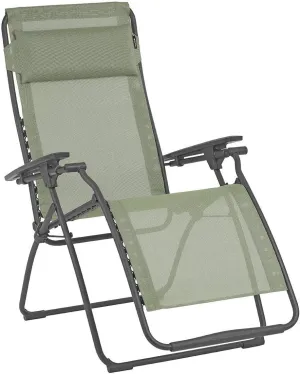 Lafuma Futura Series Patio and Poolside Zero Gravity Outdoor Lounge Recliner Chair with Adjustable and Removable Headrest, Moss Green