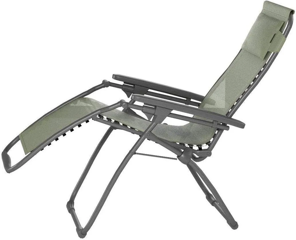 Lafuma Futura Series Patio and Poolside Zero Gravity Outdoor Lounge Recliner Chair with Adjustable and Removable Headrest, Moss Green