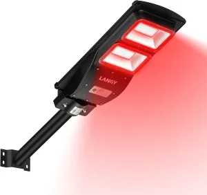 LANGY Hog Light, Hog Lights for Night Hunting, Solar Hog Hunting Lights Solar Red Light for Hunting 9000LM, Deer Hog Pig Activated Feeder Motion Activated Feeder Lights with Remote with 20" Bracket