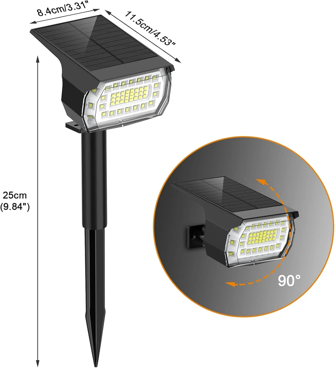 LANSOW Solar Spot Lights Outdoor, [2 Pack/57 LED] 2-in-1 Solar Landscape Spotlights, 3 Modes IP65 Waterproof Dusk to Dawn Solar Powered Flood Wall Lights for Outside Yard Garden Path(Cool White)