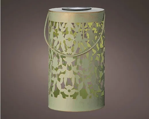 Large Metal Solar Lantern - Antique Green