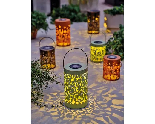 Large Metal Solar Lantern - Antique Green