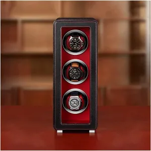 Leather Watch Winder, 3slot, Quiet Motor, Fiberboard Case, Smart Touch, Acrylic, LED Light, 6 Modes, Watch Shaker Watch Winder Display Watch Box Case Watch Storage