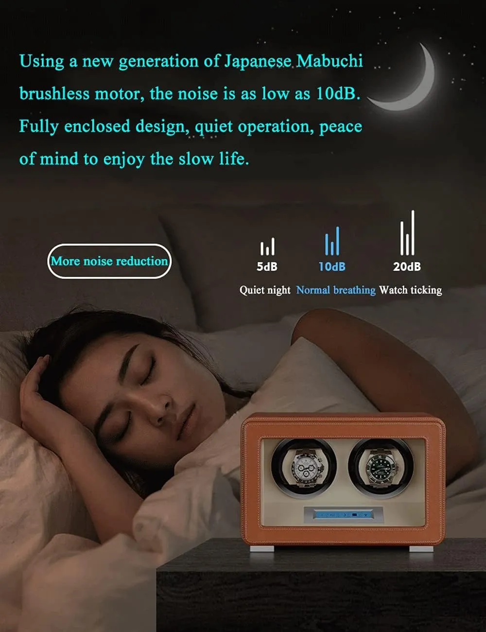 Leather Watch Winder, 3slot, Quiet Motor, Fiberboard Case, Smart Touch, Acrylic, LED Light, 6 Modes, Watch Shaker Watch Winder Display Watch Box Case Watch Storage